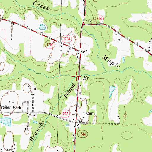 Topographic Map of Hicks Branch, NC