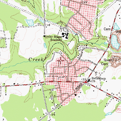 Topographic Map of Quail Hollow, NC