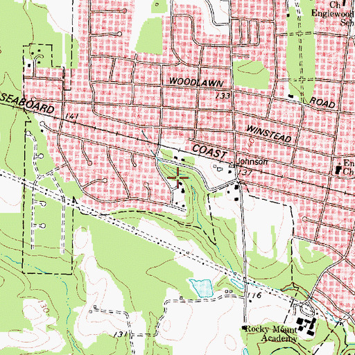 Topographic Map of Woodgreen, NC