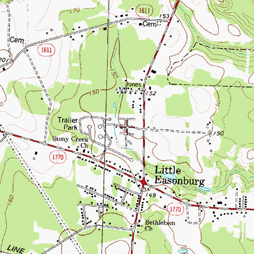 Topographic Map of Brook Valley Trailer Park, NC