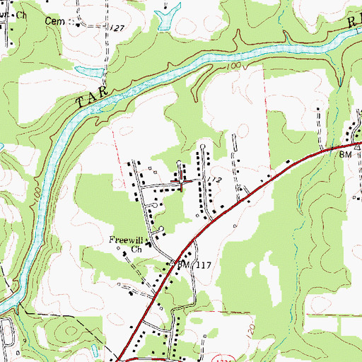 Topographic Map of Ashburk, NC