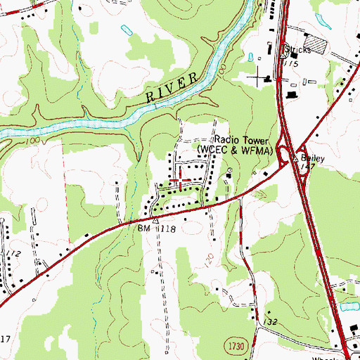Topographic Map of Bel-Air, NC