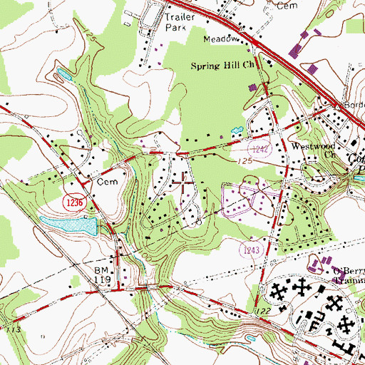 Topographic Map of Peele Acres, NC