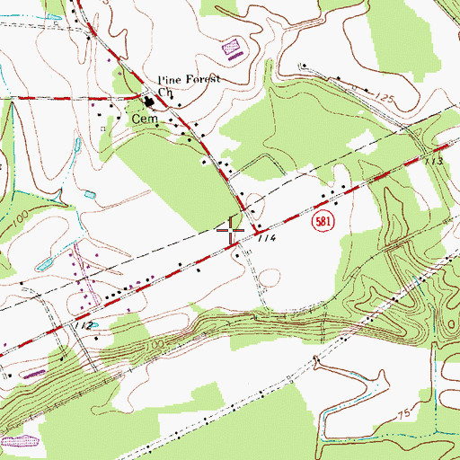 Topographic Map of Quaker Neck Estates, NC