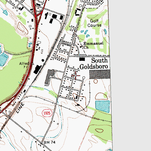 Topographic Map of McArthur Manor, NC