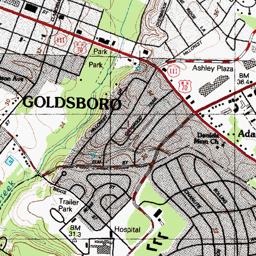 Topographic Map of Hillcrest Farm, NC