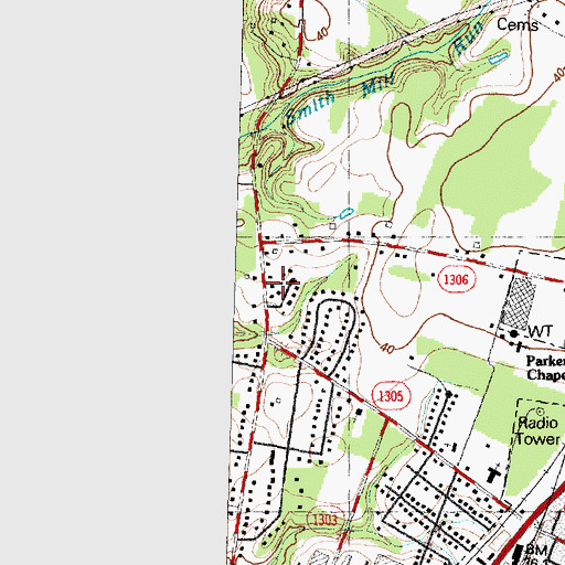 Topographic Map of Winbon Acres, NC