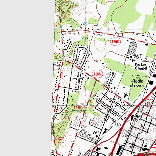 Topographic Map of Salem Acres, NC
