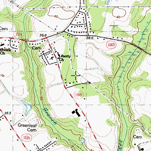 Topographic Map of Northfields, NC