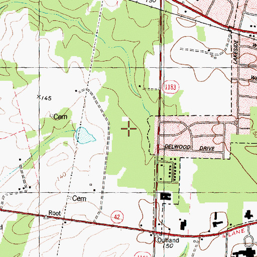 Topographic Map of Pinewood Estates, NC