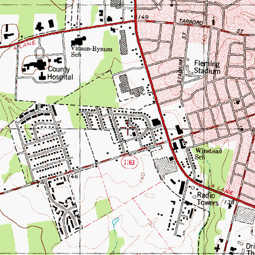 Topographic Map of Quail Hollow, NC