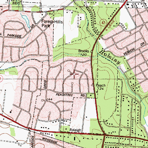 Topographic Map of Brookside Manor, NC