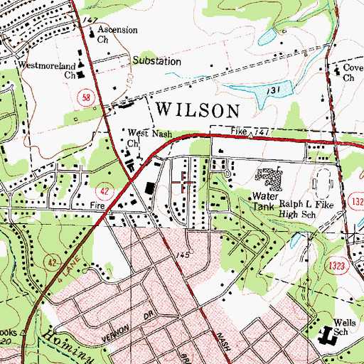 Topographic Map of Brentwood Forest, NC