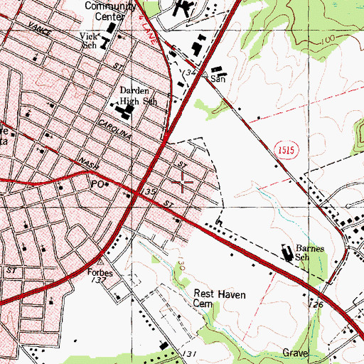 Topographic Map of Washington Place, NC