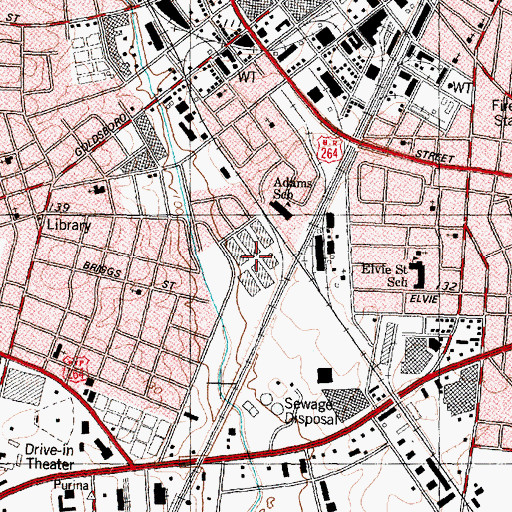 Topographic Map of Whitfield Homes, NC