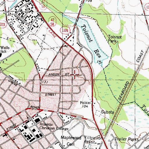 Topographic Map of Montclair, NC
