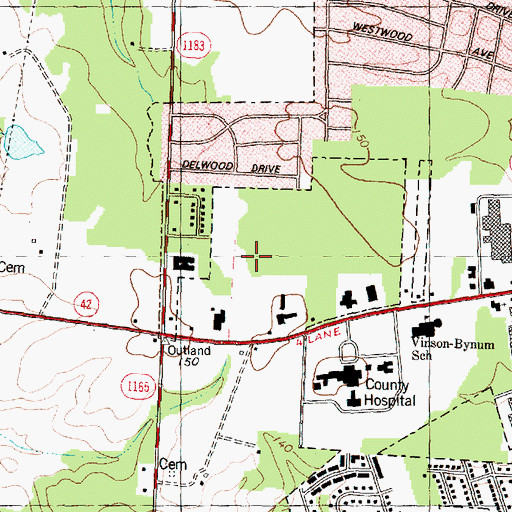 Topographic Map of Breckenridge, NC