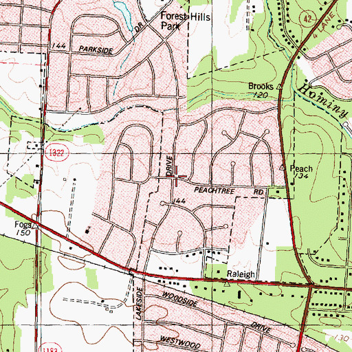 Topographic Map of Oakforest, NC