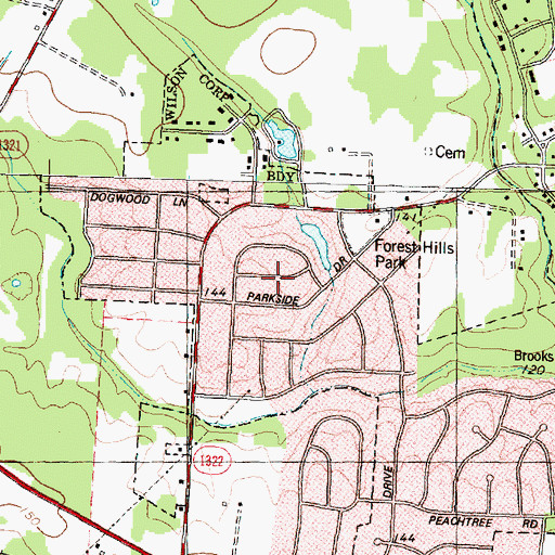 Topographic Map of Forest Hills, NC