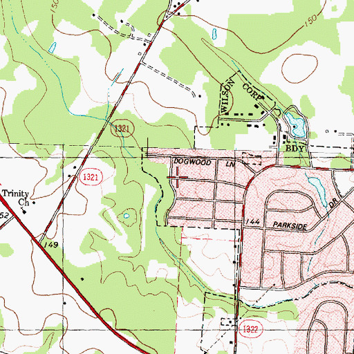 Topographic Map of Edgewood, NC