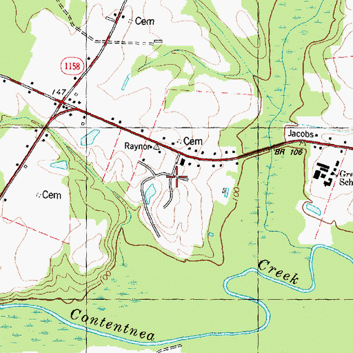 Topographic Map of Millbrook, NC