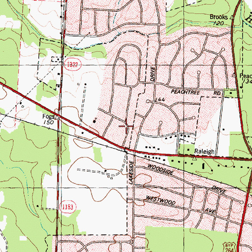 Topographic Map of British Woods, NC