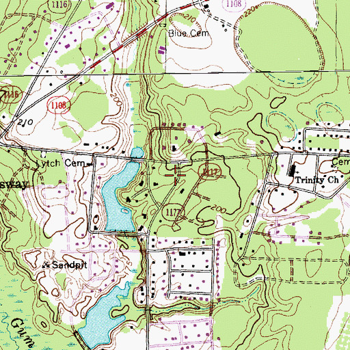 Topographic Map of Blue Acres, NC