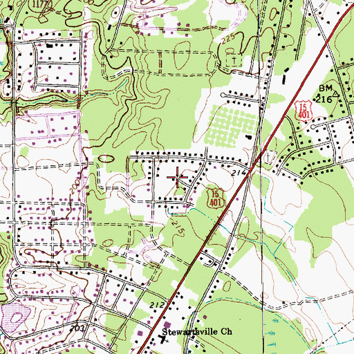 Topographic Map of Pine Forest, NC