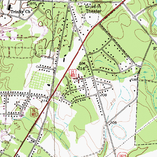 Topographic Map of Edgeland Park, NC