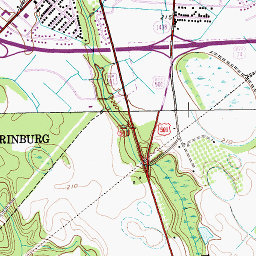 Topographic Map of Eastover Estates, NC