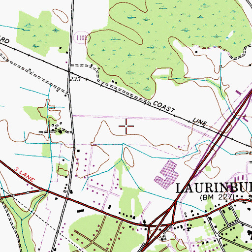 Topographic Map of McLaurin Acres, NC