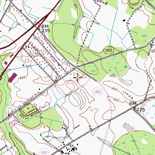 Topographic Map of Langley Place Mobile Home Park, NC