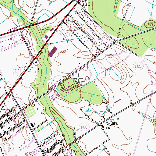 Topographic Map of Langley Place, NC