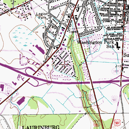 Topographic Map of Glen Acres, NC