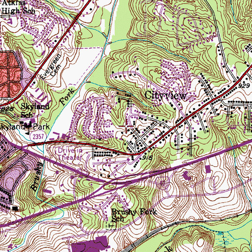 Topographic Map of Skyview Park, NC