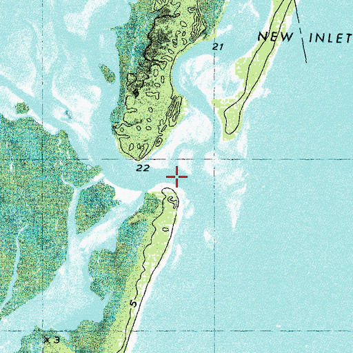 Topographic Map of Corncake Inlet (historical), NC
