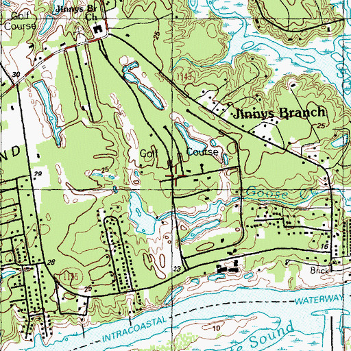 Topographic Map of Brick Landing Plantation, NC