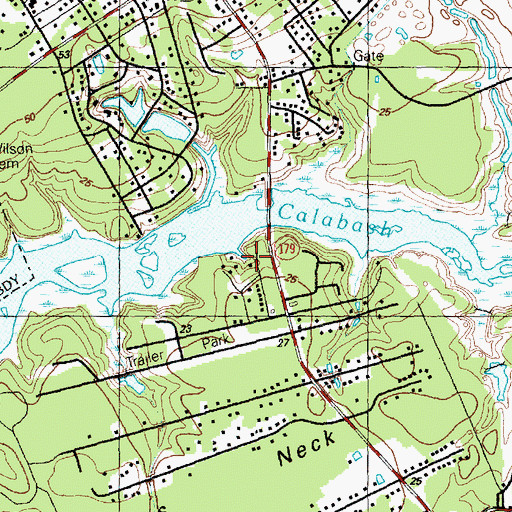 Topographic Map of Shady Forest, NC
