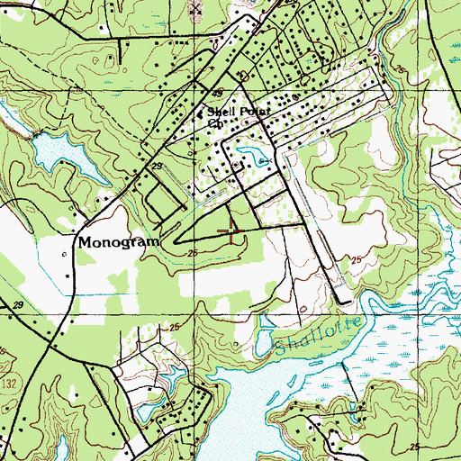 Topographic Map of Shell Point Acres, NC