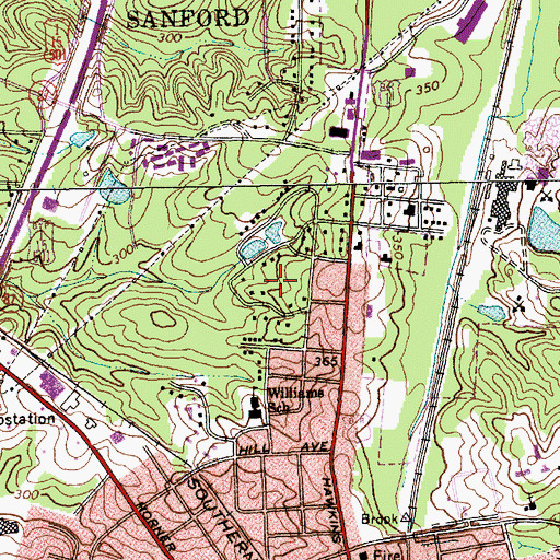 Topographic Map of McCracken Heights, NC