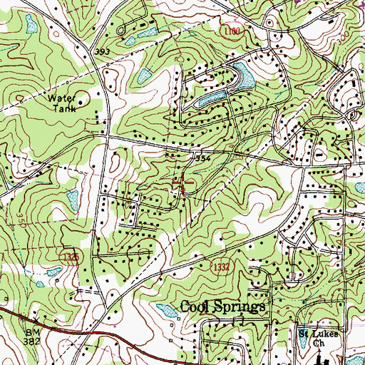 Topographic Map of Hanover Circle, NC