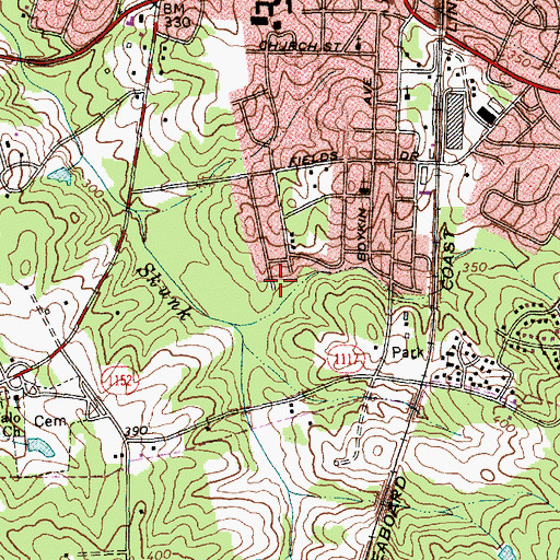 Topographic Map of Berkley Place, NC