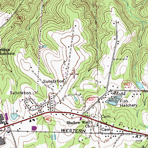 Topographic Map of Meadow Park, NC