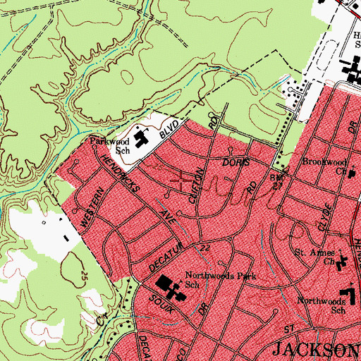 Topographic Map of Northwoods Park, NC