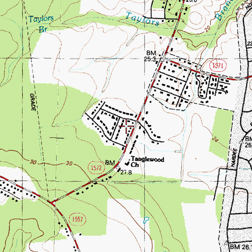 Topographic Map of Tanglewood, NC