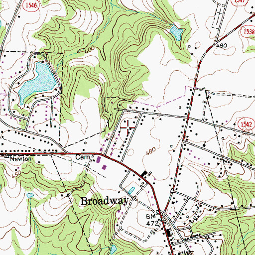 Topographic Map of Brickwood, NC