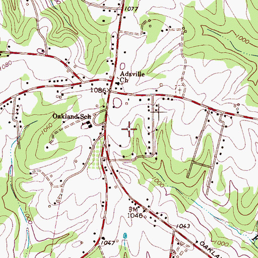 Topographic Map of Oakland Heights, NC