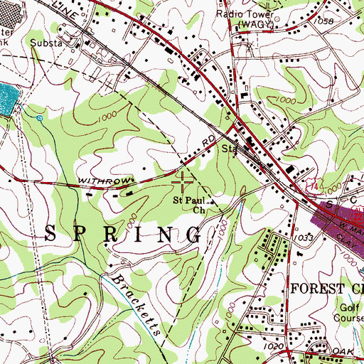 Topographic Map of Pinecrest, NC