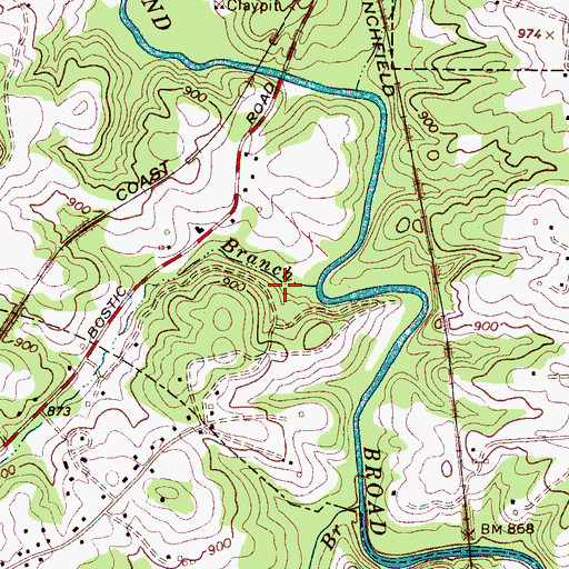 Topographic Map of River Hills, NC