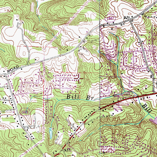Topographic Map of Mill Brook, NC